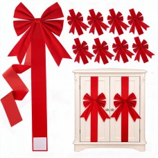 Kafeli 8 Pcs Large Red Velvet Christmas Bows for Cabinet Door Kitchen Decor