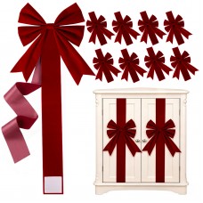 8 Pcs Large Burgundy Velvet Christmas Bows for Cabinet Door Kitchen Decor