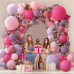 Hot Pink Purple Balloons Arch Kit, Double Stuffed Lavender Lilac Dusty Purple Pink Mauve Peach Coral Balloon Garland for Butterfly Birthday Wedding Baby Shower Tea Party Decorations
