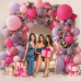 Hot Pink Purple Balloons Arch Kit, Double Stuffed Lavender Lilac Dusty Purple Pink Mauve Peach Coral Balloon Garland for Butterfly Birthday Wedding Baby Shower Tea Party Decorations