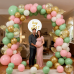 Sage Green Pink and Gold Balloons Set, Include 60pcs 12inch Dusty Pink Sand White Balloons And Metallic Gold Confetti Balloons with Pink Ribbon for Weddings Baby Showers Bridal Birthday Decoration