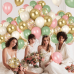 Sage Green Pink and Gold Balloons Set, Include 60pcs 12inch Dusty Pink Sand White Balloons And Metallic Gold Confetti Balloons with Pink Ribbon for Weddings Baby Showers Bridal Birthday Decoration