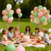 Sage Green Pink and Gold Balloons Set, Include 60pcs 12inch Dusty Pink Sand White Balloons And Metallic Gold Confetti Balloons with Pink Ribbon for Weddings Baby Showers Bridal Birthday Decoration