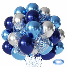 Navy Blue Balloons and Silver Balloons Set, 60 Pack 12In Metallic Blue Silver Confetti Balloons and Pearl Dark Blue Latex Balloons for Baby Shower Wedding Graduation Anniversary Wedding Decorations Navy Blue Balloons and Silver Balloons Set, 60 Pack 12In Metallic Blue Silver Confetti Balloons and Pearl Dark Blue Latex Balloons for Baby Shower Wedding Graduation Anniversary Wedding Decorations