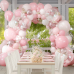 Pink and White Balloon Arch Kit, Pastel Balloon Garland with Dusty Light Metallic Pink Matte White Balloons and Clear Balloons for Birthday Bridal Shower Wedding Party Decorations Pink and White Balloon Arch Kit, Pastel Balloon Garland with Dusty Light Metallic Pink Matte White Balloons and Clear Balloons for Birthday Bridal Shower Wedding Party Decorations