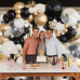 Black Gold Balloon Arch Kit, Matte Black Sand white Balloons Garland with Chrome Gold and Clear Balloons for Birthday Party Graduation Wedding New Year Eve Decorations