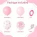 Pink Bow Balloons, 60pcs 12in Light Pink  Clear White Latex Balloon with Bows and Bow Balloons Pink for Birthday Bachelorette Coquette Party Girl Shower Wedding Decorations