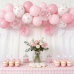 Pink Bow Balloons, 60pcs 12in Light Pink  Clear White Latex Balloon with Bows and Bow Balloons Pink for Birthday Bachelorette Coquette Party Girl Shower Wedding Decorations