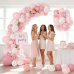 Pink Bow Balloons, 60pcs 12in Light Pink  Clear White Latex Balloon with Bows and Bow Balloons Pink for Birthday Bachelorette Coquette Party Girl Shower Wedding Decorations