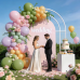Dusty Green Pink and Purple Balloons Arch Kit , Pastel Balloon Arch Kit with Dusty Olive Green Light Pink Purple  Mustard Yellow Balloons for Wildflower Graden Fairy Birthday Tea Party Decoration