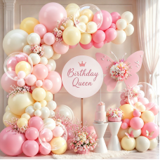 Pink Yellow White Sand Balloons Arch Kit, Clearl, Latex, Party Decor Pink Yellow White Sand Balloons Arch Kit, Clearl, Latex, Party Decor