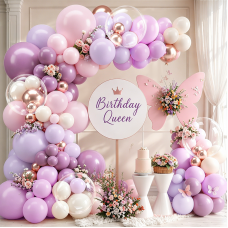 Dusty Pink Purple Beige Rose Gold Balloons Arch Kit, Latex, Party Decor.