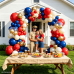 Red White Blue Balloon Arch Kit, Chrome Gold, Latex, Party Decoration.