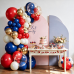 Red White Blue Balloon Arch Kit, Chrome Gold, Latex, Party Decoration. Red White Blue Balloon Arch Kit, Chrome Gold, Latex, Party Decoration.